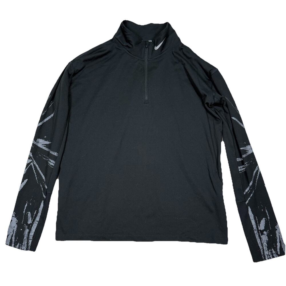 Nike Element Dri-FIT 1/4 Zip Sweatshirt Running Top Black Women's Size Medium